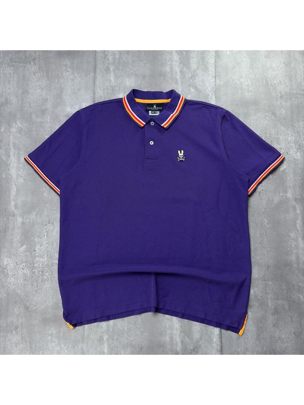 Y2K Purple Psycho Bunny Grunge Logo Skater Polo Shirt